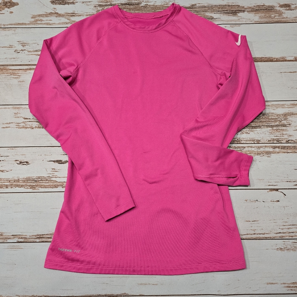 Nike Pro Combat Therma FIT Long Sleeve Crew Bright PinkWomens L